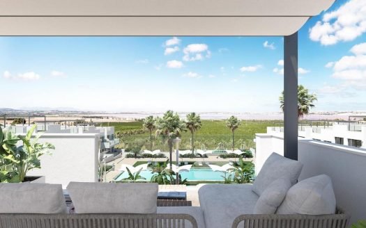 Appartement 2CHB/2SDB au premier étage avec terrasse et solarium privé (66 m2) avec une vue imprenable sur le lac rose
