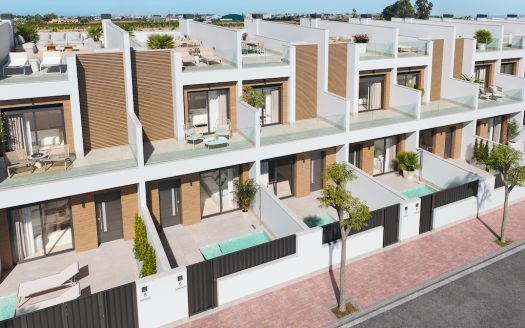 Maison mitoyenne 3 CHB/2SDB (104,59 m2) piscine privée et solarium (41,31 m2)