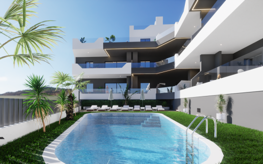Appartement 2 CHB / 2 SDB (56,50 m2) au RDC avec cuisine équipée, piscine communautaire à Benijofar