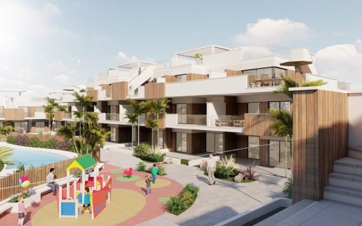 Appartement penthouse 2CHB/2SDB avec solarium privé (62 m2), ascenseur, piscine, jacuzzi, et gym communautaire, ainsi qu'un parc pour enfants