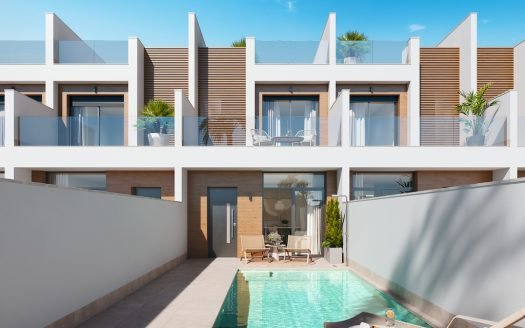 Maison mitoyenne 3 CHB/2SDB (104,59 m2) piscine privée et solarium (41,31 m2)