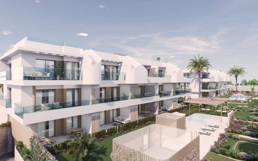 Appartements 2 CHB / 2 SDB (66,18 m2) avec solarium (45 m2) et jardin privé, piscine communautaire et garage en sous-sol