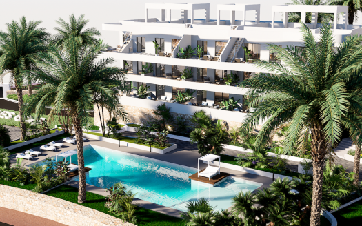 Appartement 2CHB/2SDB (100 m2) avec parking privé, terrasse privée (31 m2) et piscine communautaire.