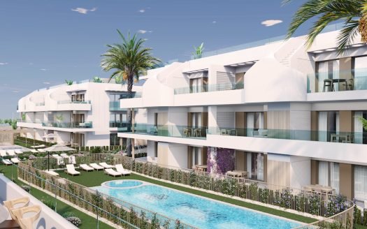 Appartements 2 CHB / 2 SDB RDC (64,18 m2) avec terrasse privée (15 m2), piscine communautaire et un garage en sous-sol