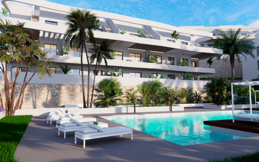 Appartement 2CHB/2SDB (100 m2) avec parking privé, terrasse privée (31 m2) et piscine communautaire.