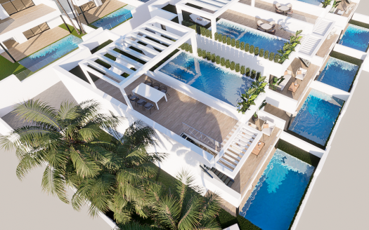 Maison mitoyenne 3 CHB/2SDB avec piscine privée, piscine communautaire et garage privé