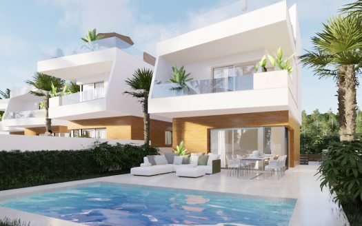 Villa 3 CHB / 3 SDB avec jardin, solarium (57 m2) et piscine privée, à proximité du Golf Lo Romero