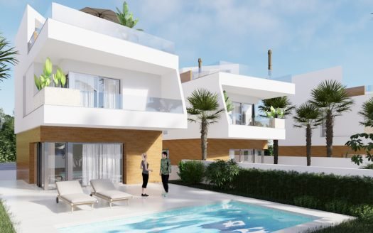 Villa 3 CHB / 3 SDB avec jardin, solarium (57 m2) et piscine privée, à proximité du Golf Lo Romero