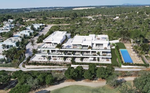Appartements de luxe (à partir de 118 m2) 3 CHB / 2 SDB, terrasse privée (à partir de 64 m2), piscine communautaire, parking souterrain privé, en première ligne du parcours de golf.