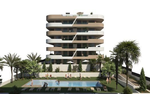 Appartement 2 CHB / 2 SDB (115 m2) avec terrasse privée (60 m2), parking et piscine et gym communautaire à Arenales del Sol (Alicante)