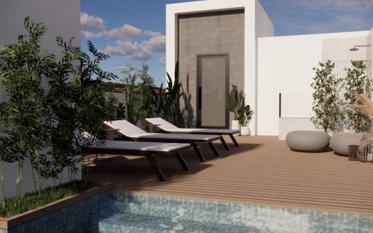 Appartements 2 chambres / 2 SDB (107 m2) avec terrasse privée, piscine et solarium communautaire à La Mata
